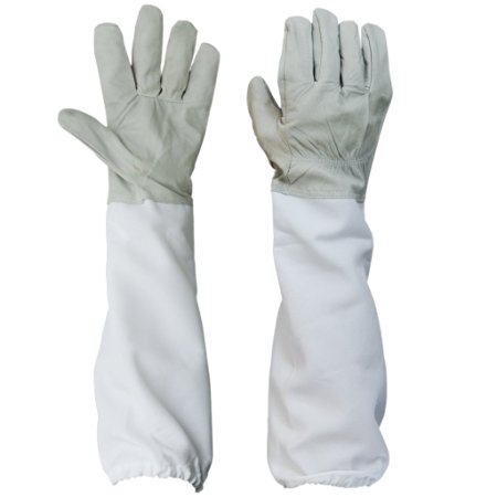 BESTOPE® 1 Pair Beekeeping Protective Gloves Goatskin Perfect for the Beginner Beekeeper A Pair of Beekeeping Protective Gloves with Vented Long Sleeves 4.33 inch