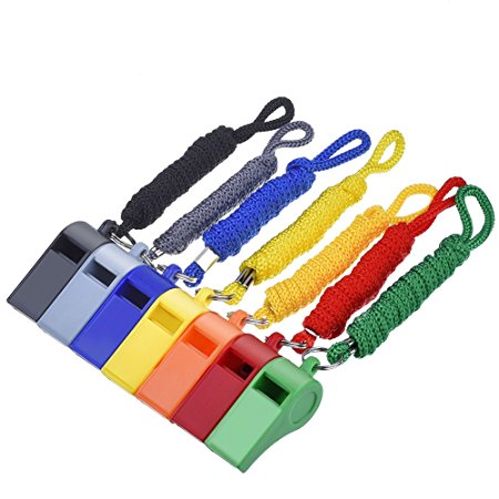 Mudder 7 Pieces Plastic Coach Whistle Sports Referee Whistle