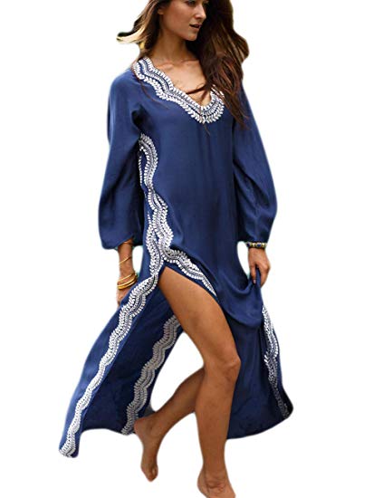 Bsubseach Women Beachwear Turkish Kaftans Long Swimsuit Cover up Caftan Beach Dress