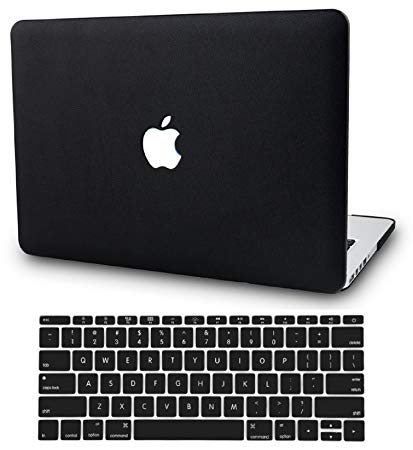 KEC Laptop Case for MacBook Air 13" w/ Keyboard Cover Italian Leather Case A1369 / A1466 (Dark Black Leather)