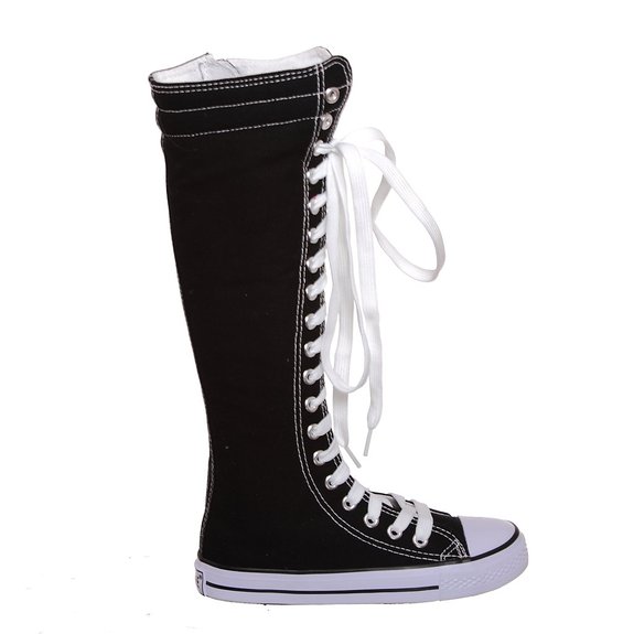NEW Canvas Sneakers Flat Tall Punk Skate Shoes Lace up Knee High Boots FOR KIDS