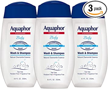 Aquaphor Baby Wash and Shampoo - Mild, Tear-Free 2-in-1 Solution for Baby’s Sensitive Skin - 8.4 fl. oz. Bottle (Pack of 3)