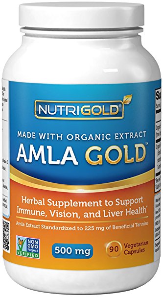 Organic Amla Gold, 500 mg, 90 Vegetarian Capsules (Amalaki Indian Gooseberry)