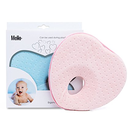 Baby Pillow By Mello: Orthopedic Cushion For Infants And Toddlers, Flat Head Syndrome Prevention, Breathable And Soft Fabric, Comfortable Head Position, Heart Shaped, Headrest Against Plagiocephaly (Blue)