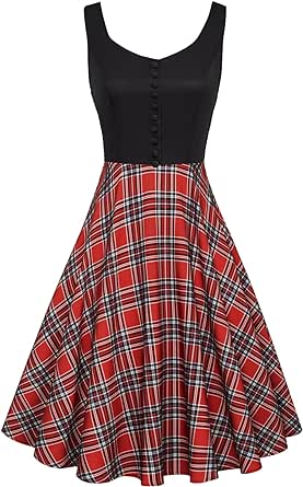 Belle Poque Women's 1950s Retro Vintage Sleeveless Homecoming Dresses Cocktail Party A-Line Dress for Summer