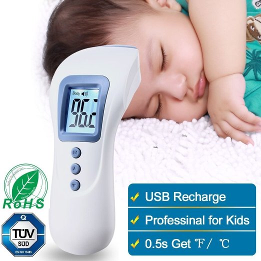 HIGHSSANT IR Forehead Thermometer For Kids Rechargeable Contact Free FDA Approved Professional Baby Thermometer For Home and Medical With LED Display Screen and Talking Function