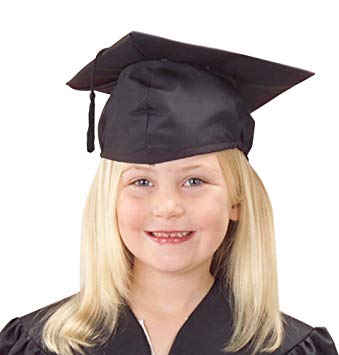 U.S. Toy Children's Child Size Adjustable Elastic Band Black Graduation Cap Hat with Tassel