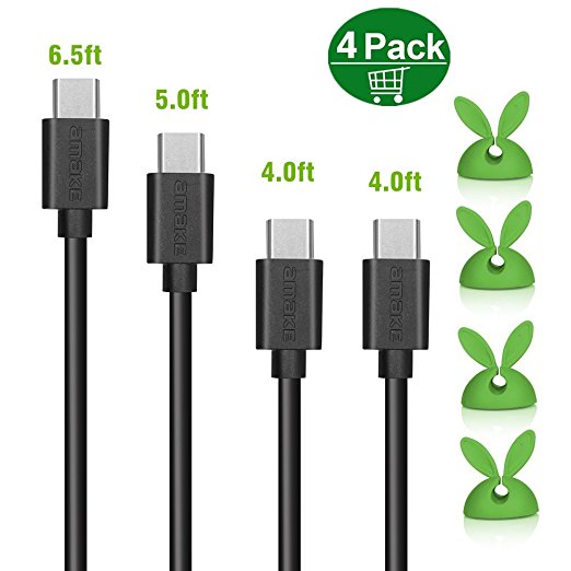 4 Pack USB Type C Cable, URANT PowerLine Fast Charger Cable (4ft x 2, 5ft x 1, 6.5ft x 1) with 56k Ohm Pull-up Resistor Type A to Type Cable for MacBook, ChromeBook Pixel, Nexus 5X, 6P, Nokia N1 Tablet, OnePlus 2 Asus Zen AiO LG G5