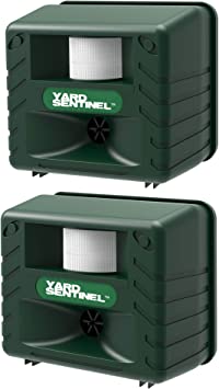 ASPECTEK Yard Sentinel Electronic Ultrasonic Animal Control, Pest Control,Cat,Dog,Deer,Pest Animal Repellent with Motion Sensor - Green, 2 Pack, Include AC Adapter, Extension,Sound Frequency: 15-18kHz