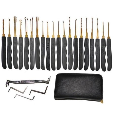 Magicfly 24 Piece Lock Pick Set in Case Bundle with Professional Transparent Cutaway Padlocks for Lock Pick Training Trainer Practice - Black