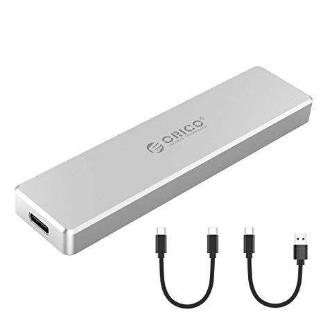 ORICO Aluminum M.2 NVMe SSD Enclosure, Ultra-Slim M-Key to USB3.1 Gen2 Type-C 10Gbps External Hard Drive Case, Storage up to 2TB for Samsung 970 EVO/970 Pro/Intel 660p/WD Black SN750 and More - Silver