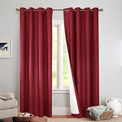Thermal Blackout Curtains for Bedroom, Living Room Energy Efficient Lined Drapes 95 Inch Length, Grommet Top, Sold Individually