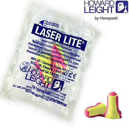 Howard Leight by Honeywell Laser Lite Soft Foam Individually Wrapped Ear Plugs 35 dB - 10 Pairs
