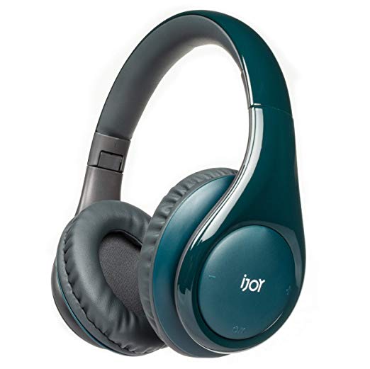 iJoy ISO Wireless, Bluetooth Headphones-Cordless Over Ear Stereo Headset- Bluetooth 5.0, 30HR Battery Built-in Microphone- Handsfree or Wired Use, Foldable (Glossy Green)