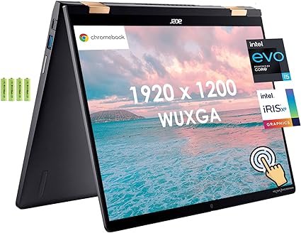 acer Spin 714 2-in-1 14" FHD  Touchscreen Convertible Chromebook Laptop, 13th Gen Intel 10-core i5-1335U, 8GB LPDDR4X RAM, 2TB SSD, Backlit Keyboard, Thunderbolt 4, Wi-Fi 6, Chrome OS, w/Battery