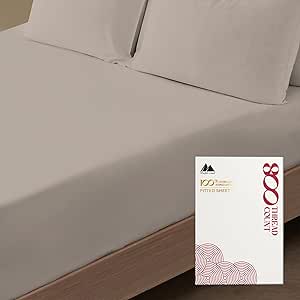 Mayfair Linen Luxury 100% Egyptian Cotton King Fitted Sheet Only - Premium 800 TC Hotel Quality Deep Pocket Cotton Fitted Sheet, Soft, Sateen Weave Bottom Sheet, Fits Mattress up to 18 in - Taupe