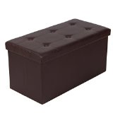 Songmics Faux Leather Folding Storage Ottoman Bench Foot Rest Stool Seat Chest Brown 30x15x15 ULSF40Z