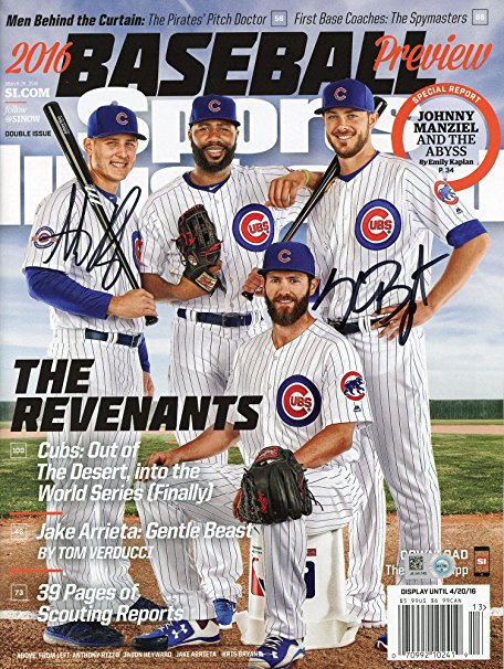 Anthony Rizzo and Kris Bryant Chicago Cubs Autographed 2016 Baseball Preview Sports Illustrated Magazine