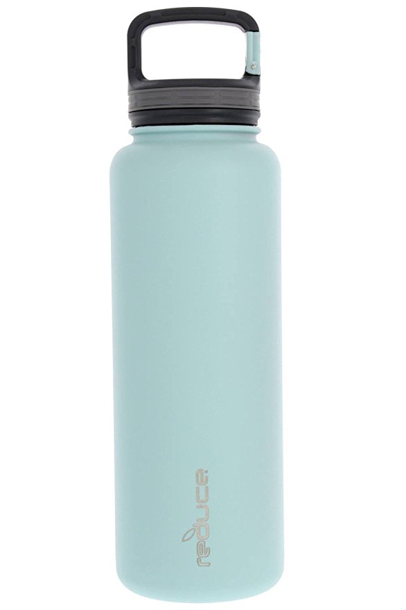 reduce COLD-1 Hitch Large Vacuum Insulated Stainless Steel Water Bottle, with Carabiner Lid, 40oz (Mint)