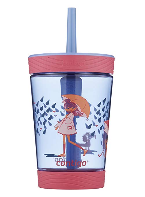 Contigo Spill-Proof Kids Tritan Straw Tumbler, 14 oz, Wink with Raining Cats & Dogs