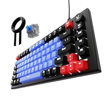 Kreo Hive Anti-ghosting Gaming Keyboard | 75% Tenkeyless Wired Mechanical Keyboard with White LED Backlight Blue Switches & 3 Colour Key Caps | Detachable USB C Cable (White Backlight, Blue Switch)