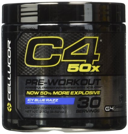 Cellucor C4 50X High Energy Pre Workout Supplement Icy Blue Razz 30 Count952 ounce