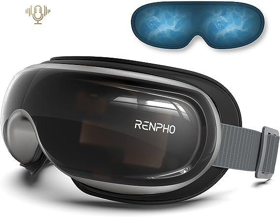 RENPHO Eyeris 3 - Voice Controlled Eye Massager with Heat, Heated Eye Mask with DIY Massage Setting, Bluetooth Music Eye Devices for Migraine Relief, Relax, Eye Strain Dark Circles, Ideal Gifts