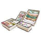 MIU COLOR Collapsible Storage Boxes Bra Underwear Closet Organizer Drawer Divider 4 set Color Beige