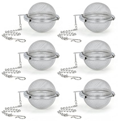 Tea Infuser EZOWare Set of 6 Stainless Steel Mesh Tea Filter - Perfect Strainer for Loose Leaf Tea