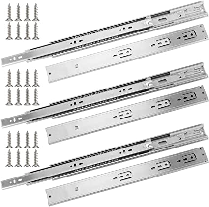 KEILEOHO 6 PCS 16 Inches Heavy Duty Drawer Slides, 3 Pairs of Full Extension Cabinet Rails with 100 LB Load Capacity Ball Bearing Sliding Rail Track for Drawer, Wardrobe, Bed Cabinet, TV Cabinet