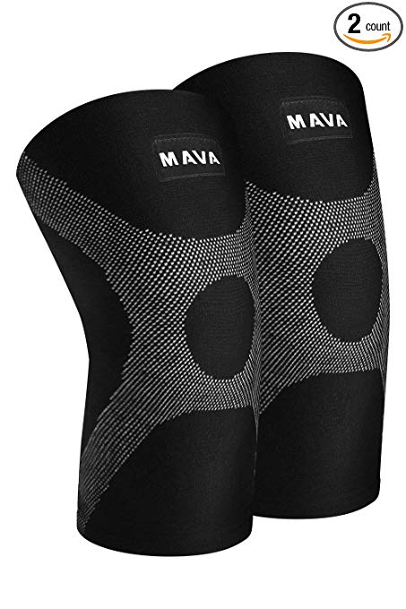 Mava Knee Compression Sleeves Support Pair XS-XXL