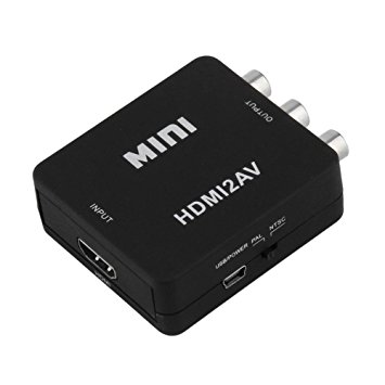 HDMI 1080P to 3RCA CVBs AV Composite Audio Video Converter Portable Adapter with USB Charge Cable Supporting PAL/NTSC for Xbox PS4 PS3 PC Laptop TV STB VHS VCR Camera DVD（Black)