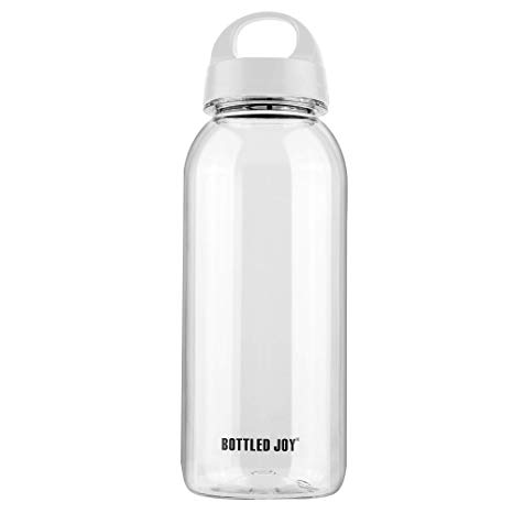 BOTTLED JOY Large Water Bottle Clear Water Bottle Sports Water Bottle Reusable Water Bottles Dishwasher Safe,Tritan,BPA Free Drinking Bottle Water Bottle with Handle,Wide Mouth Leak Proof 1L 24oz