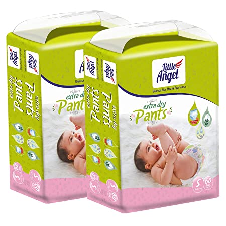Little Angel Baby Diaper Pants, Small (2 X Pack of 60)