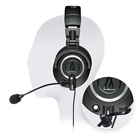 Audio-Technica ATH-M50x Professional Studio Headphone - INCLUDES - Antlion Audio ModMic Attachable Boom Microphone - Omni-Directional w/ Mute Switch   Y Splitter - ULTIMATE GAMING BUNDLE