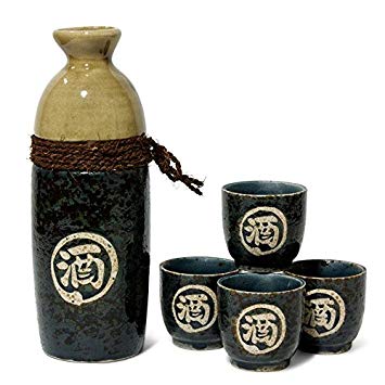 Happy Sales Sake Set with Alcohol Character, Multicolor