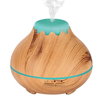 Aromatherapy Essential Oil Diffuser, Sounwill Ultrasonic Aroma Cool Mist Humidifier Air Purifier 150ml Mini Wood Grain 7 Color LED Lights BPA Free for Office Study Kids Yoga Spa&Massage Room