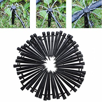 KINGSO 50pcs 360 Degree Emitter Drip System Adjustable Micro Flow Drip Watering Irrigation Kits Self Plant Garden Watering Kits 13.3cm