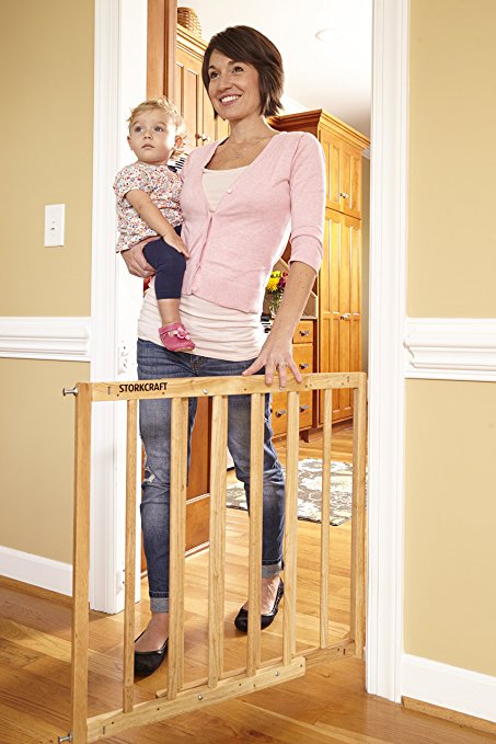 Stork Craft Easy Walk-Thru Wooden Safety Gate, Natural