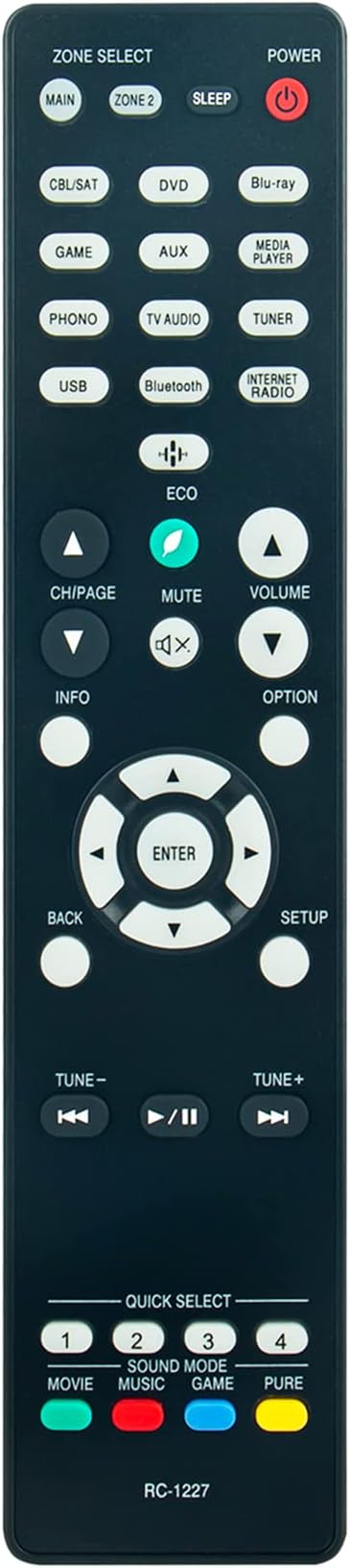 RC-1227 Replacement Remote Control Applicable for Denon AV Receiver AVR-S740H AVR-X1500H AVR-S750H AVR-X1600H AVR-X1500HOM AVRS740H AVRX1500HOM AVRX1500H AVRS750H AVRX1600H