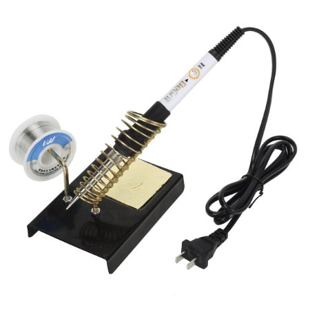 BeGrit 110V 60W Universal Soldering Iron Kit with Accessories Includes Solder, Safety Metal Stand, Clean Sponge