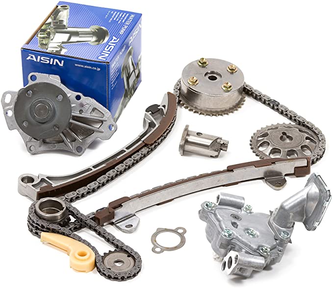 Evergreen TK2040WOPA Compatible With Toyota Scion 1AZFE 2AZFE Timing Chain Kit w/Oil Pump AISIN Water Pump (with VVTi Gear)