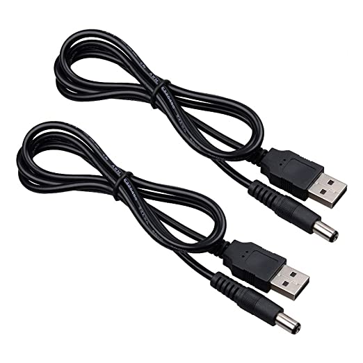 Onite 2 Pack of Usb to Dc 5.5X2.1Mm Barrel Jack Center Pin Positive Power Cable Charger Cord for Led Strip, Monitor, Camera, Rou