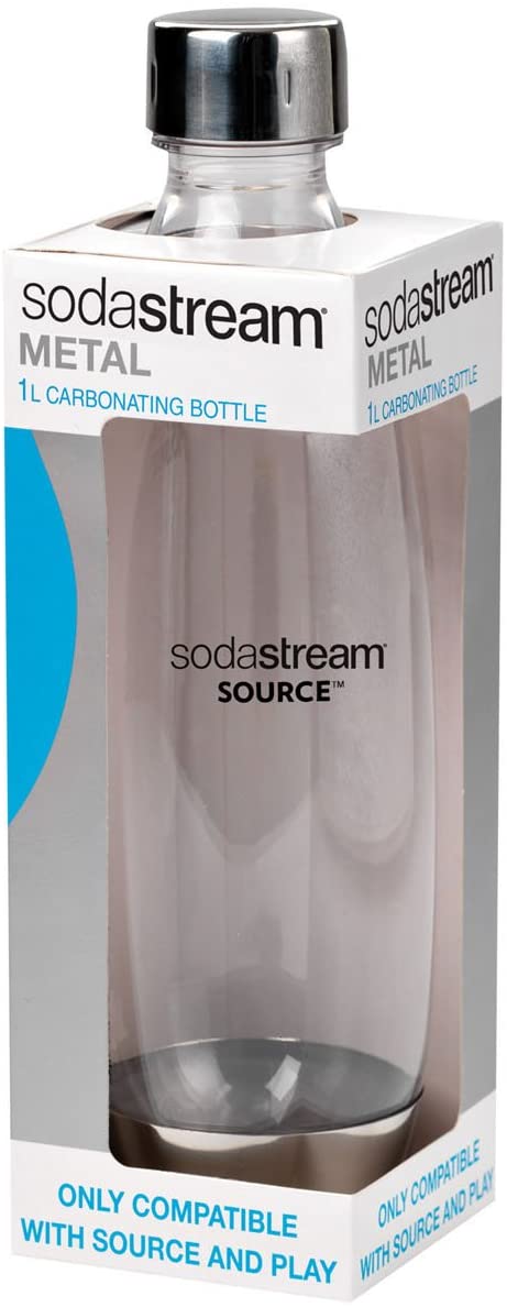 SodaStream 1L Slim Metal Carbonating Bottle, Single