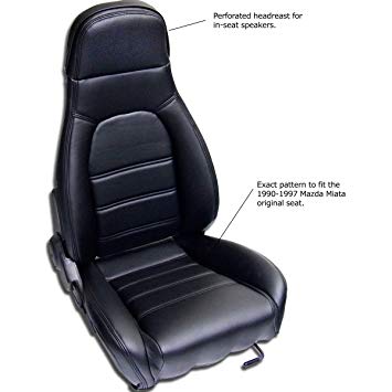 Sierra Auto Tops Mazda Miata Front Seat Cover Kit for 1990-1996 Standard Seats, Simulated Leather, Black (Driver and Passenger Included)