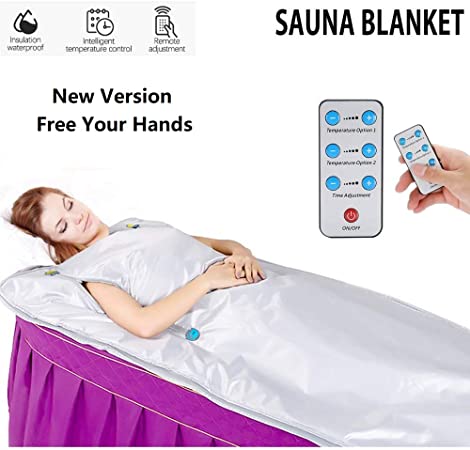 InLoveArts Oxford Infrared Sauna Blanket with Zipper to Free Your Hands, Far-Infrared (FIR) Steam Blanket for Home Sauna with Remote Control Professional Detox Therapy Home Spa Beauty Device 650W