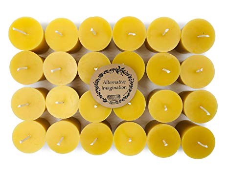 Premium 100% Pure, Natural Beeswax Votive Candles - Pack of 24