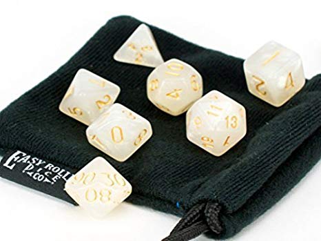 7 Piece Dice Set Ivory Opaque Polyhedral | PRISTINE Edition | FREE Carrying Bag | Hand Checked Quality With | Money Back Guarantee