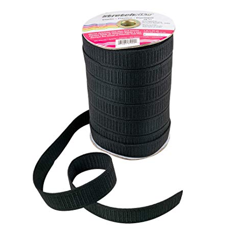 Stretchrite Flat Non-Roll Woven Polyester Elastic Spool, 1-Inch by 50-Yards, Black