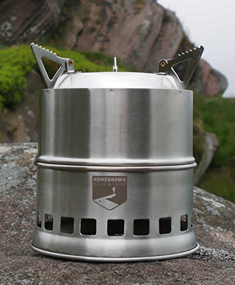 Outdoor Portable Wood Burning Camping Stove. Lightweight & Multi-Fuel Made With Brushed Stainless Steel